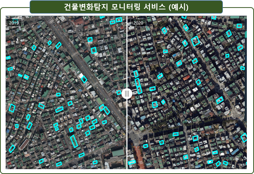 항공영상 도시건물 변화탐지-활용 시나리오_1_건물변화탐지 모니터링 서비스(예시)