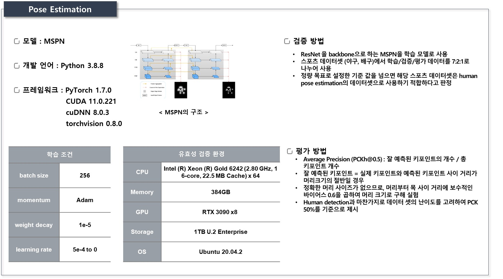 스포츠 영상(야구)데이터-Pose Estimation-MSPN 학습 모델의 설명 이미지