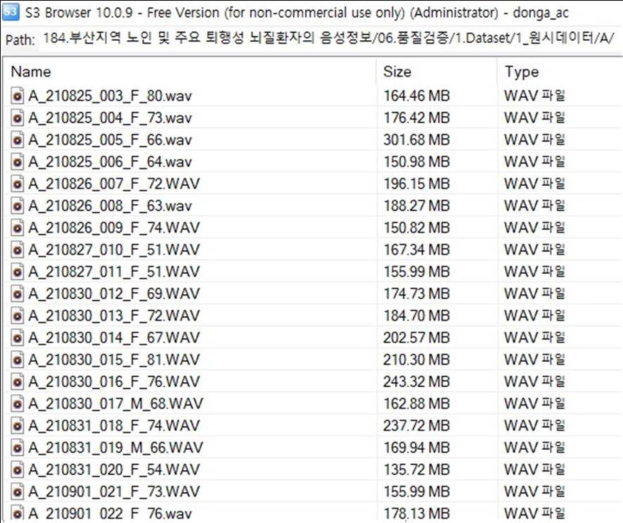 부산지역 노인 및 주요 퇴행성 뇌질환자의 음성정보-데이터 구성_3_원시데이터(2)