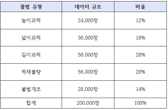 과적차량 도로 위험 데이터-데이터 분포_3_불법 유형별 분포