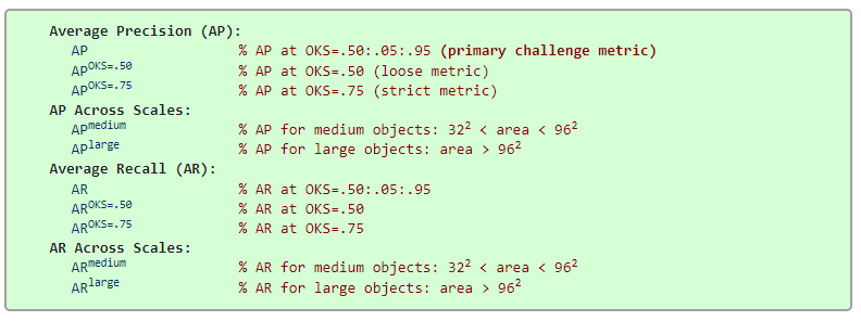 측정 산식 coco mAP Metrics 