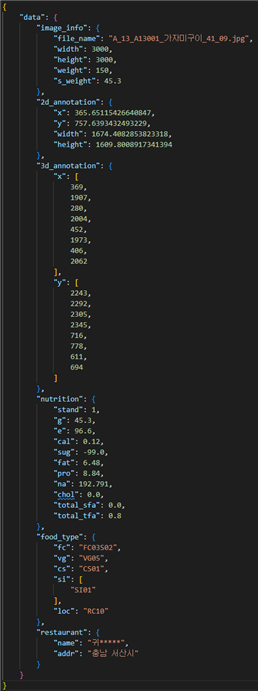 실제예시 JSON 형식 