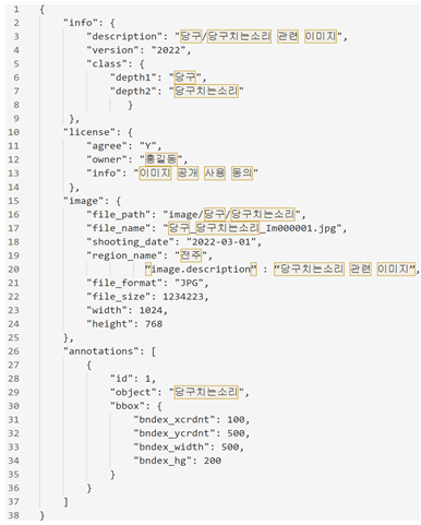  이미지 JSON